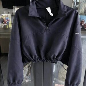 Alo Cropped Quarter-Zip Pullover - Black